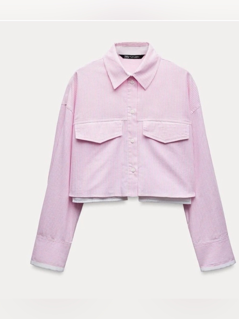 Zara Crop Oxford Shirt in Pink Stripe